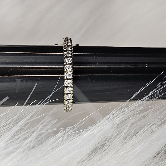 Vintage Absolute CZ Solitaire Eternity Size 7 Silver Ring - Picture 3 of 13